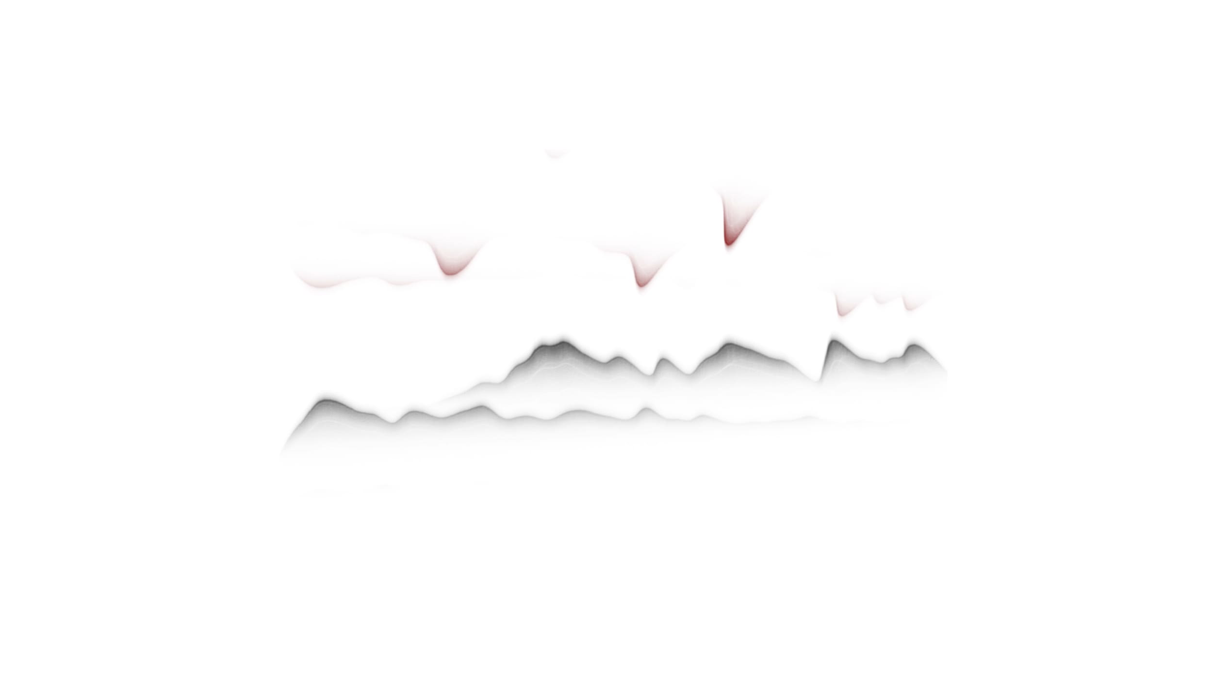 Abstract image of jagged black and red lines resembling mountains against a white background, conveying a sense of serenity and minimalism.